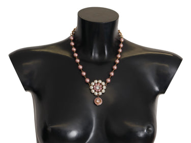 Elegant Gold Crystal Floral Statement Necklace
